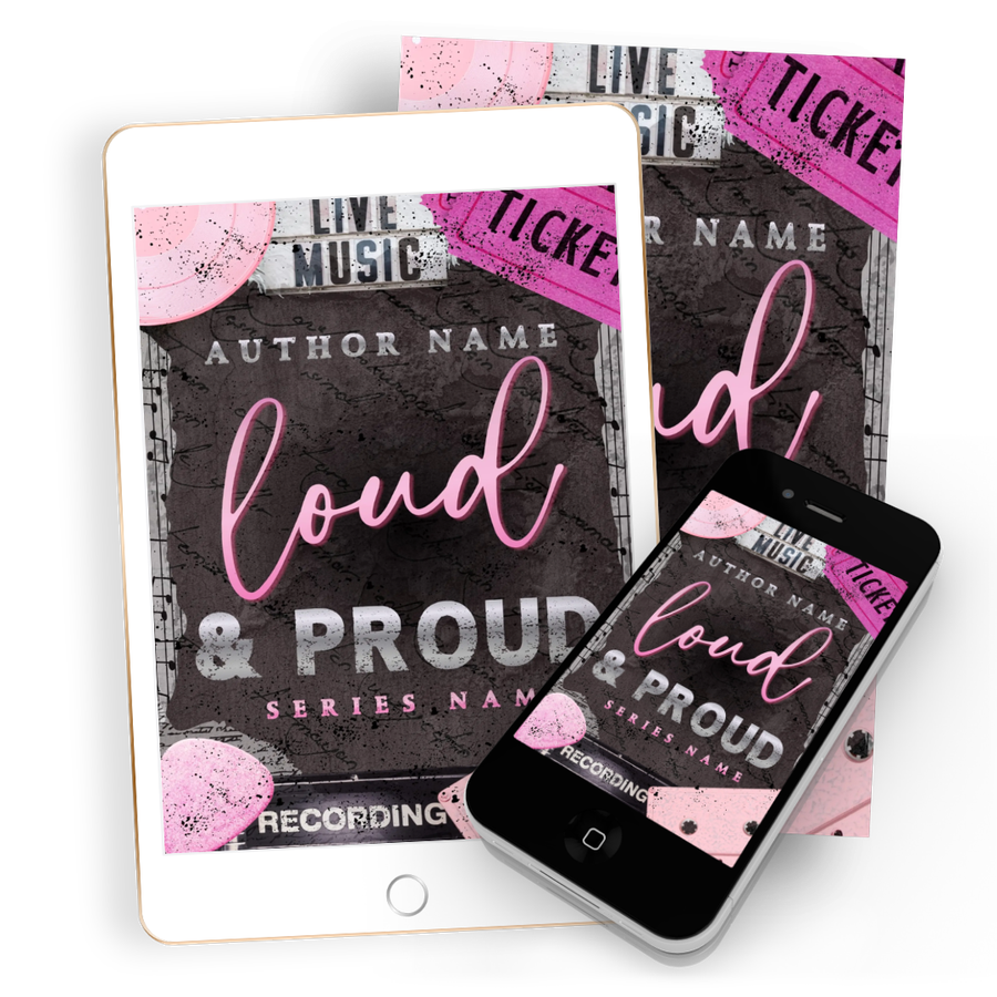 Loud and Proud premade book cover shown on tablet, phone, and paperback, watermarked by Chapter 3 Creatives