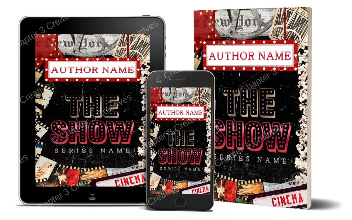 The Show premade book cover shown on tablet, phone, and paperback, watermarked by Chapter 3 Creatives