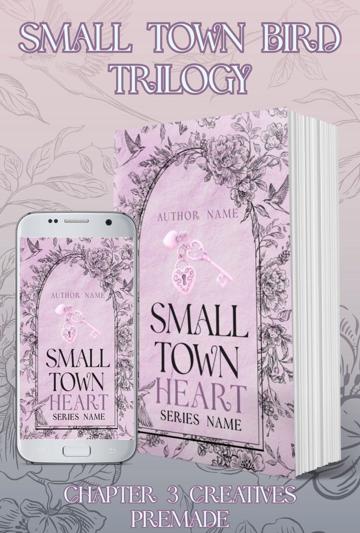 Small Town Love premade trilogy cover in purple, watermarked by Chapter 3 Creatives